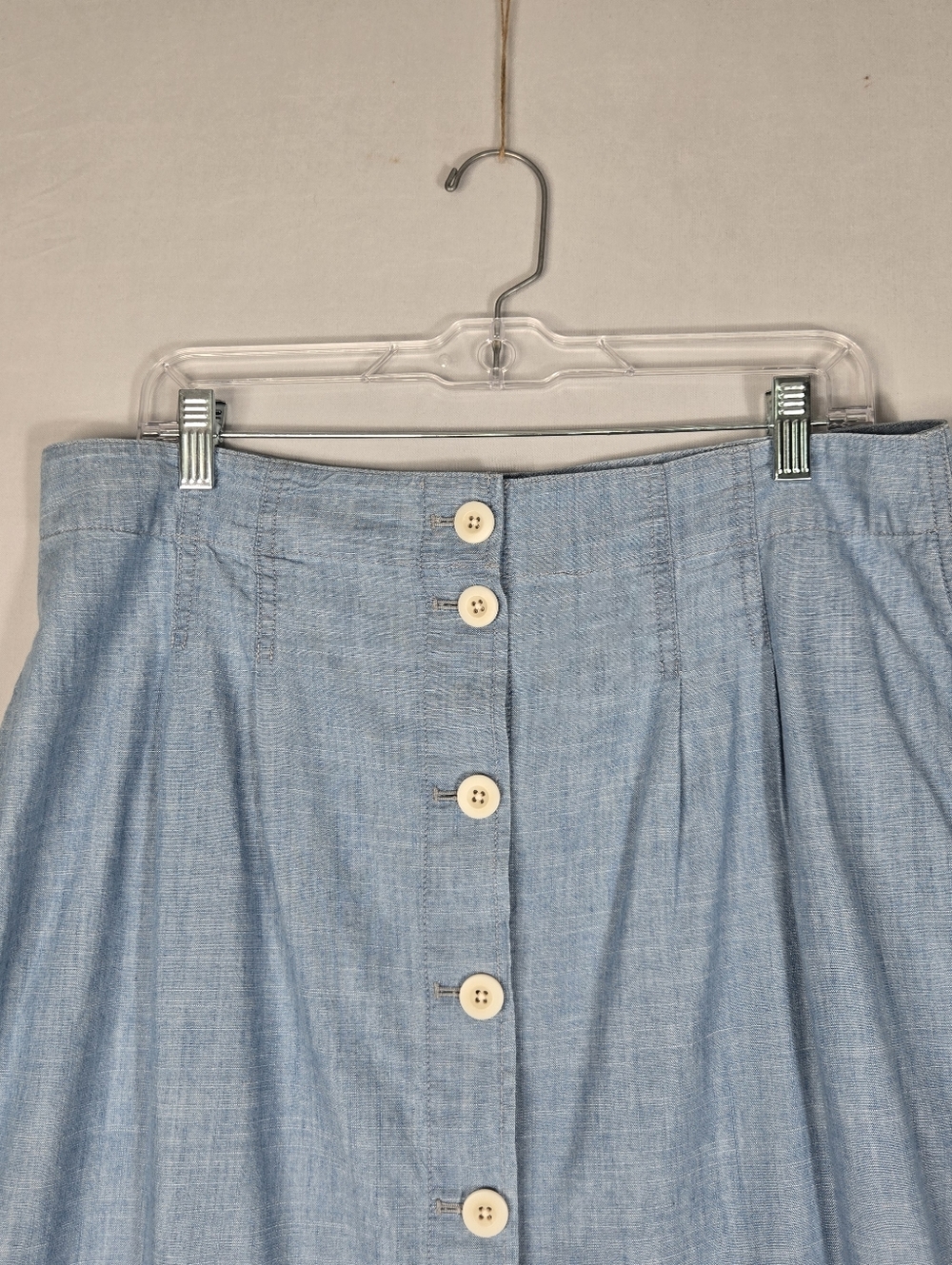 Madewell Chambray Midi Skirt sz 14 Blue Weatherly Wash Button Front Pockets NEW - Picture 4 of 16